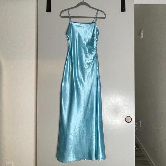 Turquoise Blue Silky Dress - Picture 3 of 5